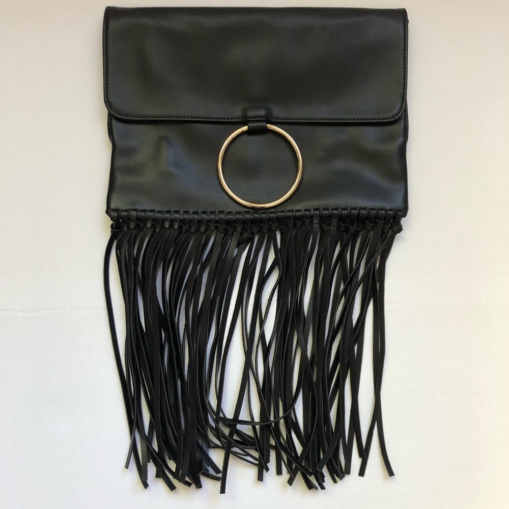Black Fringe Clutch Bag